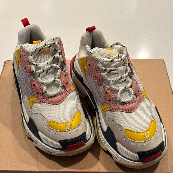 Balenciaga Triple S White and Yellow Sneakers - Picture 2 of 9